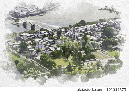 山口縣岩國市水彩風格的岩國龜甲公園 101334875