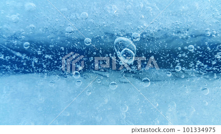 Ice surface with frozen air bubbles Ice surface with frozen air bubbles 101334975