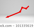 3d render, red business 3d arrow on white background, Business concept, failed business, failed business sales, Business unsuccessful. 101335619