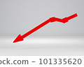 3d render, red business 3d arrow on white background, Business concept, failed business, failed business sales, Business unsuccessful. 101335620