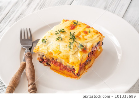 Moussaka eggplant potato based dish 101335699