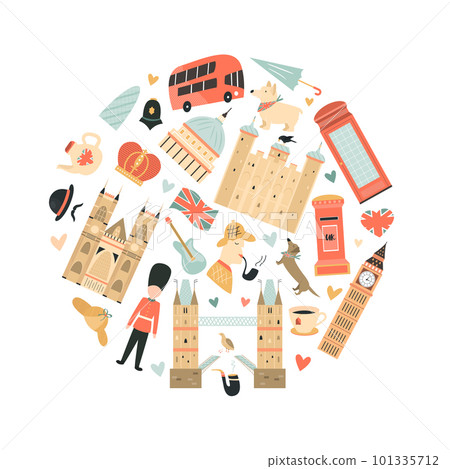 London circle abstract design with Big Ben, Tower London circle abstract design with Big Ben, Tower 101335712