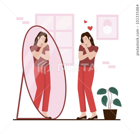 Vector illustration of woman hugging herself. Illustration for website, landing page, mobile app, poster and banner. Trendy flat vector illustration Vector illustration of woman hugging herself. Illustration for website, landing page, mobile app, poster and banner. Trendy flat vector illustration 101335864