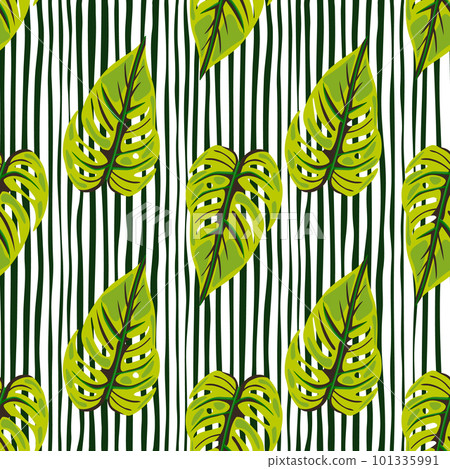 Jungle leaf seamless wallpaper. Decorative tropical palm leaves seamless pattern. Exotic botanical texture. Floral background. Jungle leaf seamless wallpaper. Decorative tropical palm leaves seamless pattern. Exotic botanical texture. Floral background. 101335991