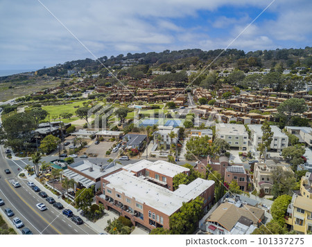 Aerial view of the beautiful Los Penasquitos Lagoon wetland 101337275