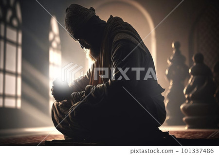 Praying man hoping for better. Asking God for good luck, success, forgiveness. Power of religion, belief, worship. Holding hands in prayer, eyes closed. High quality 3d illustration Praying man hoping for better. Asking God for good luck, success, forgiveness. Power of religion, belief, worship. Holding hands in prayer, eyes closed. High quality 3d illustration 101337486