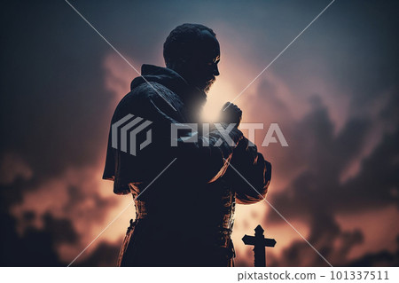 Praying man hoping for better. Asking God for good luck, success, forgiveness. Power of religion, belief, worship. Holding hands in prayer, eyes closed. High quality 3d illustration Praying man hoping for better. Asking God for good luck, success, forgiveness. Power of religion, belief, worship. Holding hands in prayer, eyes closed. High quality 3d illustration 101337511