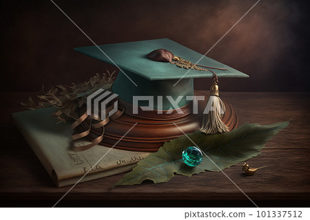 the graduate's hat. university students graduation. Graduation hat. Academic cap. template for design party high school or college. diploma and certificate. High quality 3d illustration. the graduate's hat. university students graduation. Graduation hat. Academic cap. template for design party high school or college. diploma and certificate. High quality 3d illustration. 101337512