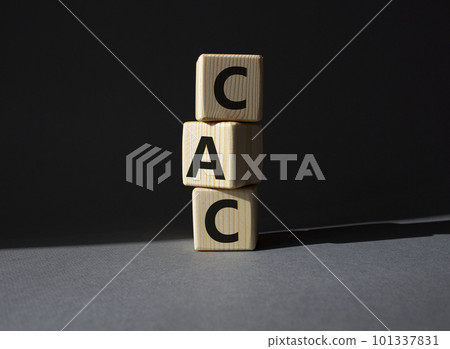 CAC - Customer Acquisition Cost symbol. Wooden cubes with word CAC. Beautiful grey background. Business and Customer Acquisition Cost concept. Copy space. CAC - Customer Acquisition Cost symbol. Wooden cubes with word CAC. Beautiful grey background. Business and Customer Acquisition Cost concept. Copy space. 101337831