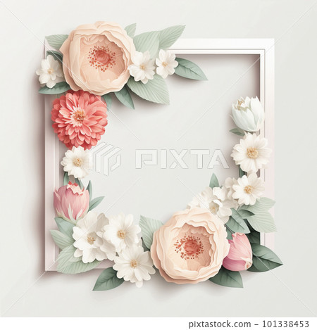 White frame floral, flower border on white background 101338453