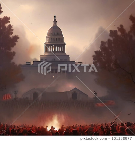 Washington Capitol Hill on fire. 101338977