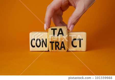 Contact and Contract symbol. Businessman hand turns wooden cubes and changes the word Contract to Contact. Beautiful orange background. Contact and Contract and business concept. Copy space Contact and Contract symbol. Businessman hand turns wooden cubes and changes the word Contract to Contact. Beautiful orange background. Contact and Contract and business concept. Copy space 101339988