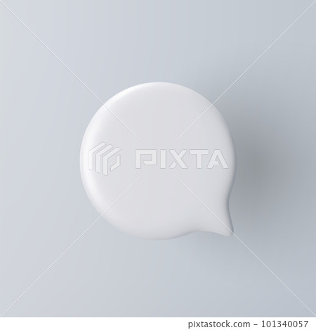 3D white round speech bubble icon on a grey background. 3D white round speech bubble icon on a grey background. 101340057