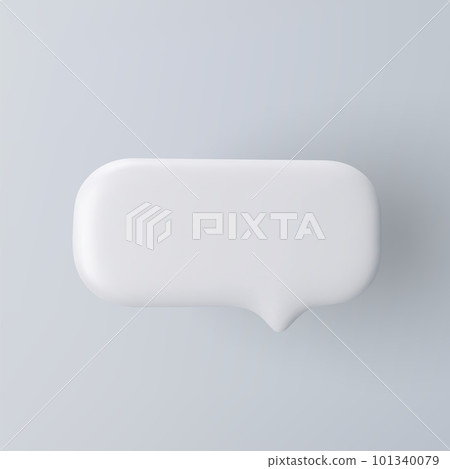 3D white rectangular speech bubble icon on a grey background. 3D white rectangular speech bubble icon on a grey background. 101340079