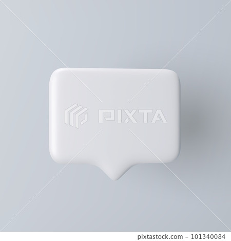 3D white speech bubble icon on a grey background. - Stock Illustration ...
