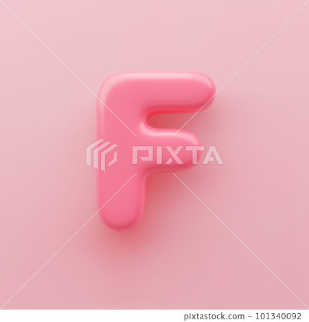 3D Pink uppercase letter F with a glossy surface on a pink background. 3D Pink uppercase letter F with a glossy surface on a pink background. 101340092