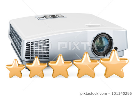Projector with five golden stars, 3D rendering Projector with five golden stars, 3D rendering 101340296