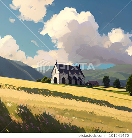 small church on the meadow small church on the meadow 101341470