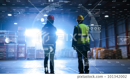 Efficient logistics processes in warehouses automated by AI, modernization of warehouses and logistics using the latest technology and artificial intelligence Efficient logistics processes in warehouses automated by AI, modernization of warehouses and logistics using the latest technology and artificial intelligence 101342002