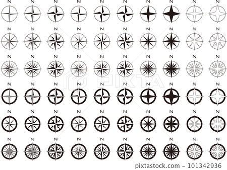 A set of direction icons and compasses (direction magnets) 101342936