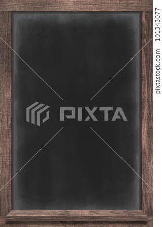 Vertical blackboard with distressed shelves, dark oak frame 101343077