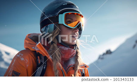Women, snowboarders, and skiers who came to the ski resort (Generative AI) 101343133