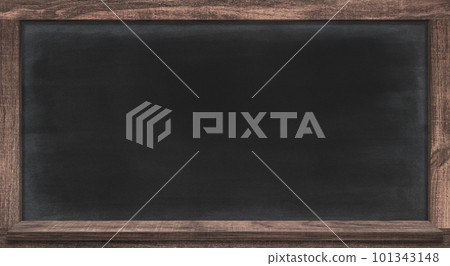 16:9 chalkboard with distressed shelves, dark oak frame 101343148