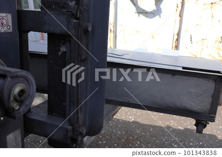Transporting scrap steel with a forklift, scrap iron manufacturing industry Transporting scrap steel with a forklift, scrap iron manufacturing industry 101343838