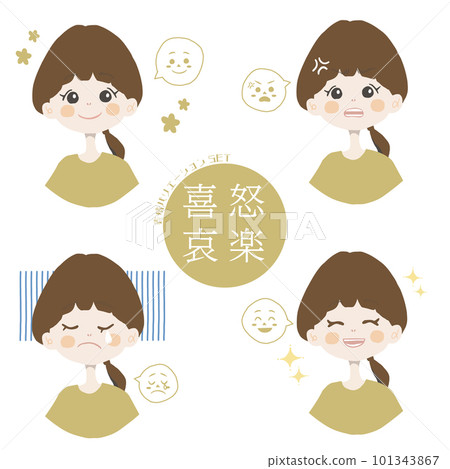 Illustration of a set of 4 types of girl's emotions 101343867