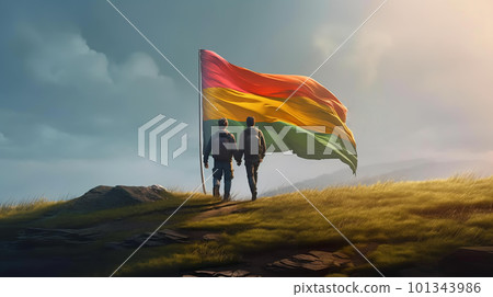 LGBTQ 彩虹旗在藍天飄揚(生成 AI) LGBTQ 彩虹旗在藍天飄揚(生成 AI) 101343986