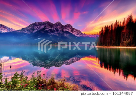 偉大的自然，壯觀的日落，人工智能藝術 101344097