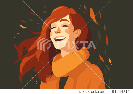A woman laughing out loud, surrounded by a group of happy and joyful people celebrating April Fool's Day. The image captures the natural and contagious expression of laughter. AI Generative. 101344215