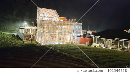 Bright houses during the midnight in the middle of farm in java tawang mangu central java indonesia Bright houses during the midnight in the middle of farm in java tawang mangu central java indonesia 101344858