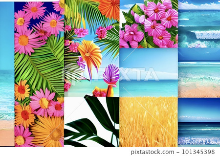 Background material with the image of summer, AI art, tropical art Background material with the image of summer, AI art, tropical art 101345398