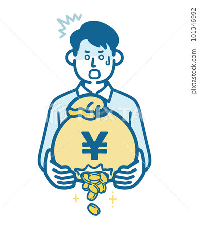 Man with money bag with holes 101346992