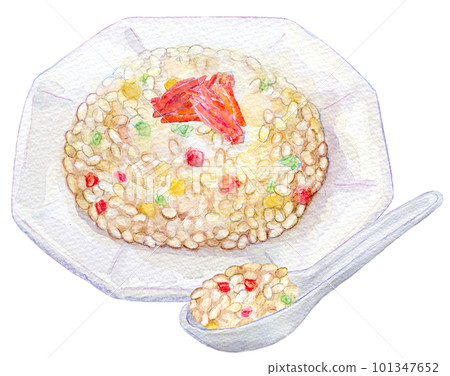 Gomoku fried rice watercolor illustration 101347652
