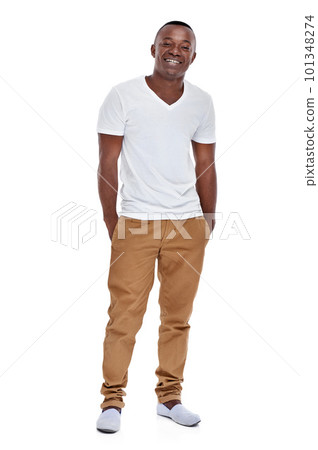 Having a good laugh at life. Full length portrait of a handsome young man isolated on white. 101348274