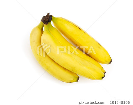 Banana bonanza. Studio shot of a bunch of ripe bananas isolated on white. 101348306