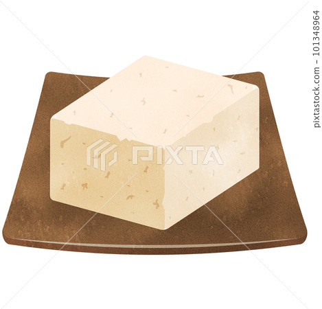 Firm tofu on a plate 101348964