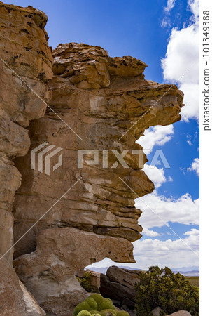 Rock formations in Bolivia at 16,000 feet elevation, carved by constant wind Rock formations in Bolivia at 16,000 feet elevation, carved by constant wind 101349388