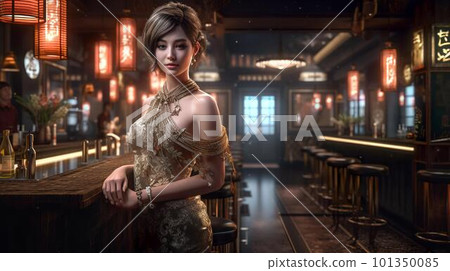 A barber shop worker working in cabaret clubs, lounges, clubs, and girls bars (Generative AI) 101350085