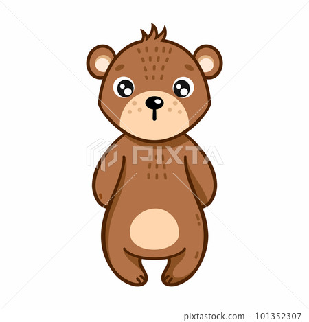 Cute teddy bear on white background. Vector illustration in cartoon style. Drawing for children. The decor of poster or postcard. Cute teddy bear on white background. Vector illustration in cartoon style. Drawing for children. The decor of poster or postcard. 101352307