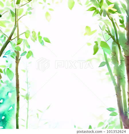 Landscape of thin trees and fresh green leaves with watercolor blur Landscape of thin trees and fresh green leaves with watercolor blur 101352624