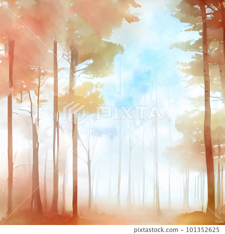 watercolor autumn forest and blue sky watercolor autumn forest and blue sky 101352625