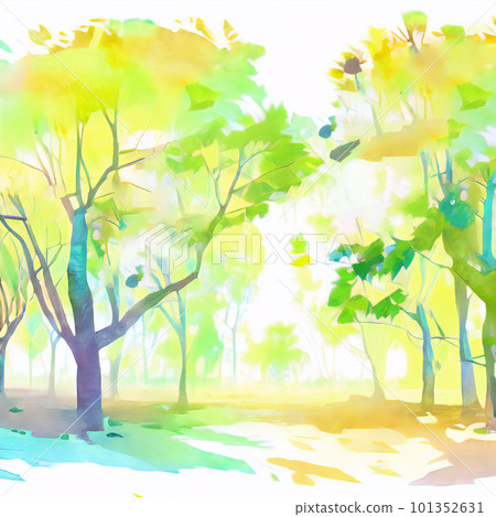 Illustration of fresh green trees drawn with bright watercolor Illustration of fresh green trees drawn with bright watercolor 101352631