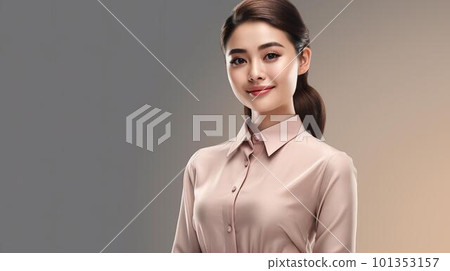 穿著西裝的年輕亞洲女商人（生成式 AI） 101353157