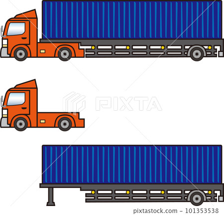 Semitrailer with trailer head and container 101353538