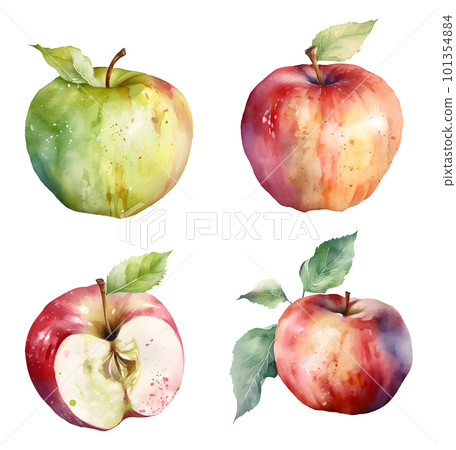 Apple Harvest collection Watercolor illustration, isolated on white. 101354884