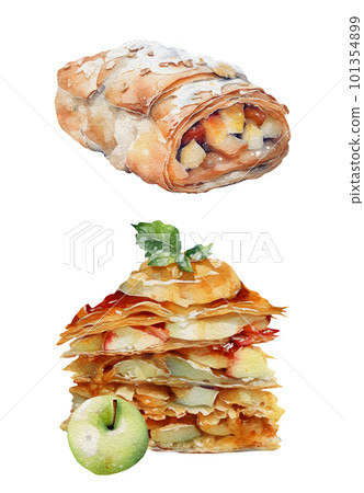 Apple Harvest collection Watercolor illustration, isolated on white. 101354899