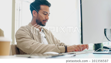 Office laptop, hands and businessman typing feedback review of social media, customer experience or e commerce website. Data analytics, research report and media analyst doing online survey analysis Office laptop, hands and businessman typing feedback review of social media, customer experience or e commerce website. Data analytics, research report and media analyst doing online survey analysis 101356587